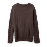 LUXUR Womens V Neck Sweaters Long Sleeve Cable Knit Pullover Jumper Tops Casual Winter Fall Chunky Knitwear Outwear