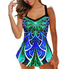 Women V Neck Tankini Swimdress Tummy Control Beachwear Swimsuit Floral Printed Swimwear Bathing Suits With Boyshorts