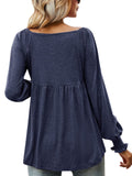 Women Ruched Baggy T-shirt Puff Long Sleeves Tops Loose Casual Tunic Sexy Low V Neck Blouse Swing Ruffle Pullover