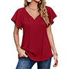 Capreze Women Boho Floral Shirt Tops Ladies Ruffle V Neck Basic Tee Tunic Blouse Summer Flowy T-Shirt Size S-2XL
