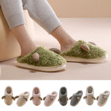 Unisex Plush Slippers Sliders Round Toe Anti-slip House Winter Warm Flat Shoes