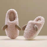 Unisex Plush Slippers Sliders Round Toe Anti-slip House Winter Warm Flat Shoes