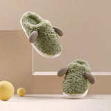 Unisex Plush Slippers Sliders Round Toe Anti-slip House Winter Warm Flat Shoes