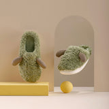 Unisex Plush Slippers Sliders Round Toe Anti-slip House Winter Warm Flat Shoes