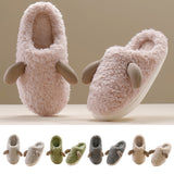 Unisex Plush Slippers Sliders Round Toe Anti-slip House Winter Warm Flat Shoes