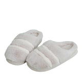 Unisex Adults Stripes Slip On Round Toe Cotton Slipper Plush Keep Warm Slippers