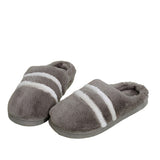 Unisex Adults Stripes Slip On Round Toe Cotton Slipper Plush Keep Warm Slippers