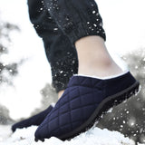Mens Slip On Closed Toe Winter Warm Slippers Cotton Plush Comfy Sliders Shoes