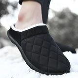 Mens Slip On Closed Toe Winter Warm Slippers Cotton Plush Comfy Sliders Shoes