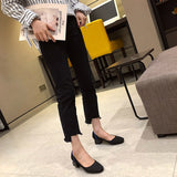 Women's Low Heels Pump Shoes Pointed Toe Square Toe Slip On Pump Dress Shoes