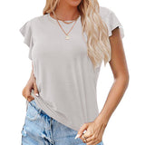 Lumento Summer Tops for Women Casual Ruffle Short Sleeve Top Round Neck Tunic Tops Tee Blouse