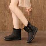 Women Round Toe Plush Lined Snow Boots Slip On Lightweight Winter Anti Slip Casual Shoes