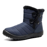 Women Round Toe Plush Lined Snow Boots Slip On Lightweight Winter Anti Slip Casual Shoes