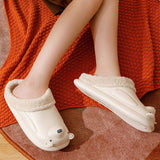 Unisex Cartoon Animal Soft Warm Plush Lining Non-Slip Slippers Winter House Shoe