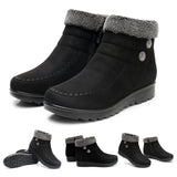 Womens Round Toe Ankle Boots Winter Warm Side Zip High Top Flat Shoes Snow Boots