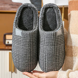 Womens Mens Winter House Slippers Flat Heels Plush Slippers Closed Toe Winter Soft House Casual Shoes