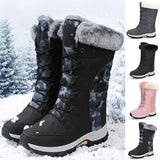 Women Snow Winter Warm Thick Bottom Platform Lace Up Fur Ankle Comfortable Boots