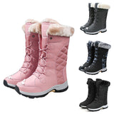 Women Snow Winter Warm Thick Bottom Platform Lace Up Fur Ankle Comfortable Boots
