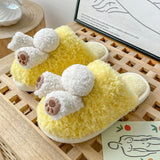 Womens Mens Plush Slippers Slip On Anti Slip Winter Warm Comfortable Shoes