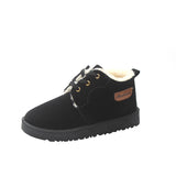 Women Boots Ankle Platform Cotton Warm Fur Snow Boots Winter Lace Up Flat Bootie