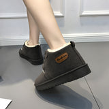 Women Boots Ankle Platform Cotton Warm Fur Snow Boots Winter Lace Up Flat Bootie