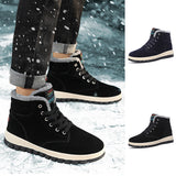 Men Ankle Boots Flat Shoes Sneakers Winter Warm Snow Boot Lace Up Round Toe Shos