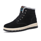 Men Ankle Boots Flat Shoes Sneakers Winter Warm Snow Boot Lace Up Round Toe Shos