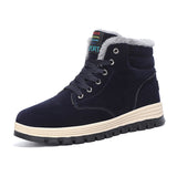 Men Ankle Boots Flat Shoes Sneakers Winter Warm Snow Boot Lace Up Round Toe Shos