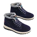 Men Ankle Boots Flat Shoes Sneakers Winter Warm Snow Boot Lace Up Round Toe Shos