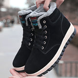 Men Ankle Boots Flat Shoes Sneakers Winter Warm Snow Boot Lace Up Round Toe Shos