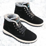 Men Ankle Boots Flat Shoes Sneakers Winter Warm Snow Boot Lace Up Round Toe Shos