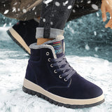 Men Ankle Boots Flat Shoes Sneakers Winter Warm Snow Boot Lace Up Round Toe Shos