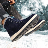 Men Ankle Boots Flat Shoes Sneakers Winter Warm Snow Boot Lace Up Round Toe Shos