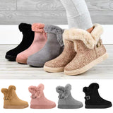 Womens Slip-On Snow Boot Buckle Warm Winter Lightweight Non-Slip Soft Ankle Shoe