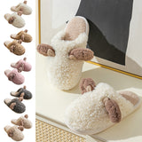 Adult Unisex Plush Winter Warm Slippers Closed Toe Backless Winter Casual Shoes