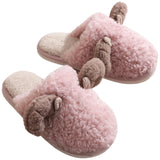 Adult Unisex Plush Winter Warm Slippers Closed Toe Backless Winter Casual Shoes