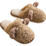 Adult Unisex Plush Winter Warm Slippers Closed Toe Backless Winter Casual Shoes