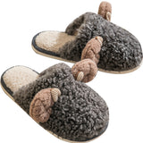 Adult Unisex Plush Winter Warm Slippers Closed Toe Backless Winter Casual Shoes