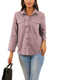 Avamo Button Down Shirt for Women Crop Long Sleeve Tunic Blouse Plus Size Lapels Collar T Shirt Office Formal Plain Tops