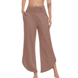 Women High Waist Pleated Pants Ladies Stretch Pajama Pant With Pocket Running Yoga Casual Loose Trousers