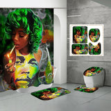 4Pcs/Set African Girl Shower Curtain Sets with 12 Hooks, Non-Slip Bath Mat, Pedestal Rug, Toilet Lid Cover, Bathroom Decor Christmas Gift