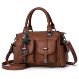 Women Leather Handbag Crossbody Shoulder Bag Tote Messenger Satchel With Pendant