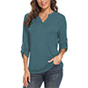 Women Solid V Neck Tops Long Sleeve Shirt Casual Sweatshirt Loose Blouse Pullover Tee Shirt Tunic