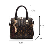 Women Leather Handbag Briefcase Shoulder Bag Tote Messenger Satchel With Pendant
