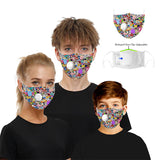 CUH Cloth Face Masks With Valve,Printing Masks,Adult Kids Mouth Covering,Woman Man Masks,Strethable Mouth-muffle,Washable Reusable Mask