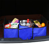 Car Backseat Trunk Organizers with Cooler Bag, Collapsible Grocery Cargo Storage Box Car Truck SUV 3 Section Fold Storage Bin with Side Net Pockets