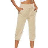 Women's Harem pants Loose Fit Capri Pants Jogger Workout Yoga Lounge Pants with Pockets