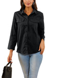 Avamo Button Down Shirt for Women Crop Long Sleeve Tunic Blouse Plus Size Lapels Collar T Shirt Office Formal Plain Tops