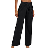 Women Elastic Waisted Wide Leg Loungewear Ladies Baggy Long Pants High Waist Lounge Harem Casual Loose Palazzo Pants