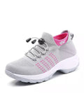 Ferndule Women Shoes Wedges Mesh Breathable Non Slip Wide Width Sneakers Ladies Purple 5.5